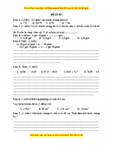Bộ đề thi Toán 5 học kì 2 năm 2022 - 2023 - Đề 57