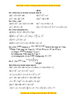 Đề thi giữa kì 1 Toán 8 năm 2023 - Đề 92