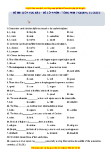 Đề thi giữa kì 2 Tiếng Anh 7 Global success năm 2022 - 2023 (Đề 4)