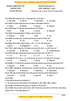 Đề thi học kì 1 Sinh học 9 năm 2023 trường THCS-THPT Võ Nguyên Giáp - Phú Yên