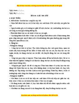 Giáo án Bài 44 KHTN 6 Kết nối tri thức (2024): Lực ma sát