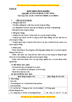Giáo án HĐTN lớp 3 Tuần 35 Cánh diều: An toàn trong lao động