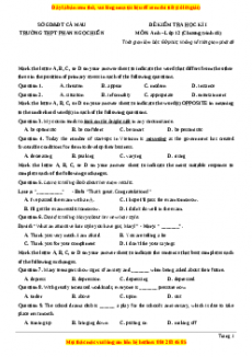 Đề thi học kì 1 Tiếng anh 12 năm 2022 - 2023 (Đề 7)