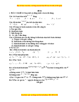 Đề thi giữa kì 1 Toán 8 năm 2023 - Đề 2