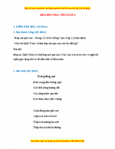 Đề thi cuối kì 2 Tiếng Việt lớp 2 Cánh diều (Đề 8)