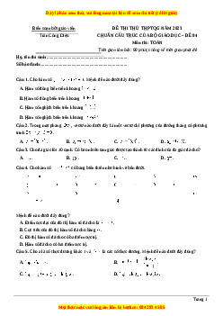 Đề thi thử THPT Quốc Gia môn Toán có đáp án (đề 4 ) - thầy Trần Công Diệu