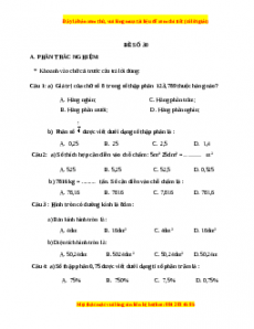 Bộ đề thi Toán 5 học kì 2 năm 2022 - 2023 - Đề 30