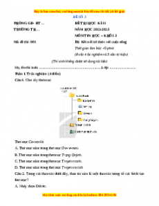 Đề thi cuối kì 2 Tin học lớp 3 Kết nối tri thức (Đề 3)