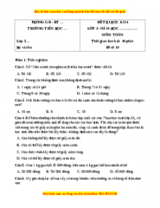 Đề thi cuối kì 2 Toán lớp 3 Chân trời sáng tạo - Đề 10