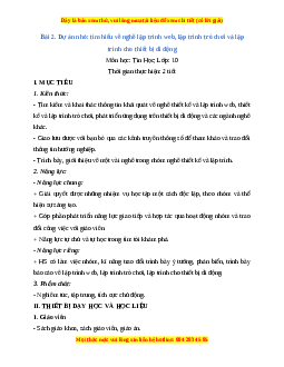 Giáo án Tin học 10 Bài 2 (Cánh diều): Dự án nhỏ: tìm hiểu về nghề lập trình web, lập trình trò chơi và lập trình cho thiết bị di động