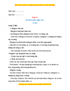 Giáo án TNXH 1 Kết nối tri thức Tuần 12