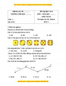 Bộ đề thi cuối kì 2 Toán lớp 2 Cánh diều (Đề 1)