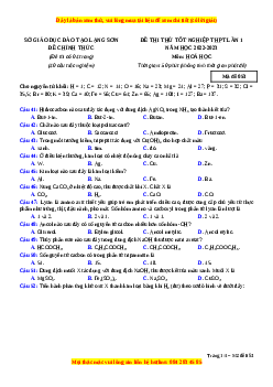 Đề thi thử Hóa học Sở Lạng Sơn lần 1 năm 2023