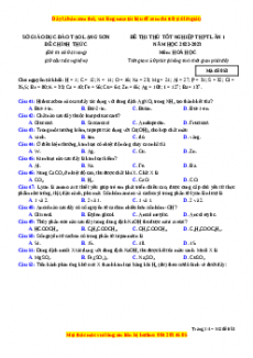 Đề thi thử Hóa học Sở Lạng Sơn lần 1 năm 2023