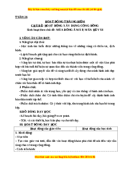 Giáo án Tuần 26: Mùa đông ấm áp, mùa hè vui Hoạt động trải nghiệm 3 Kết nối tri thức