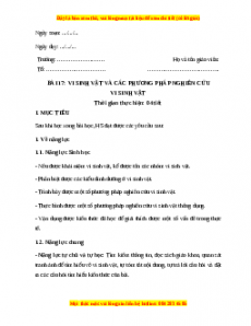 Giáo án Bài 17: Vi sinh vật và các phương pháp nghiên cứu vi sinh vật Sinh học 10 Cánh diều