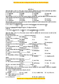 Đề thi trắc nghiệm Tiếng anh 10 năm 2022 - 2023 (Đề 14)