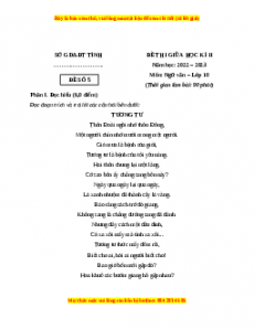 Đề thi giữa học kì 2 Ngữ Văn 10 Chân trời sáng tạo có đáp án (Đề 5)