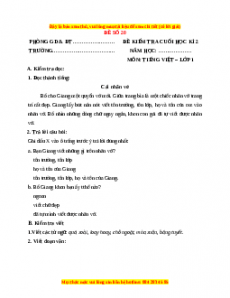 Đề thi Tiếng Việt lớp 1 Học kì 2 Chân trời sáng tạo (Đề 20)
