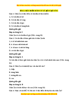 Trắc nghiệm Bài 2: Đặc điểm dân cư, xã hội châu Âu