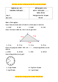 Đề thi cuối kì 2 Toán lớp 3 Chân trời sáng tạo - Đề 9
