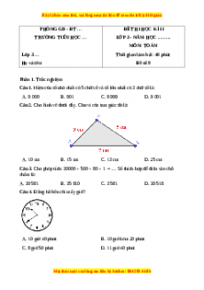 Đề thi cuối kì 2 Toán lớp 3 Chân trời sáng tạo - Đề 9