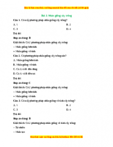 Trắc nghiệm Bài 3: Nhân giống cây trồng