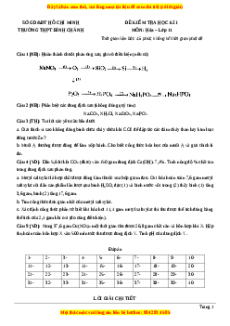 Đề thi học kì I Hóa lớp 11  trường THPT Bình Chánh - TP. Hồ Chí Minh