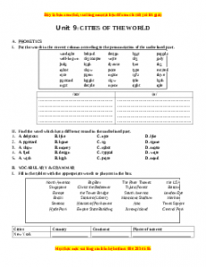 Bài tập Unit 9: CITIES OF THE WORLD - Giáo viên Lưu Hoằng Trí đầy đủ đáp án