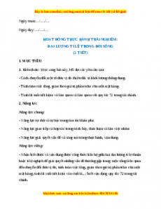 Giáo án Đại lượng tỉ lệ trong đời sống Toán 7 Kết nối tri thức