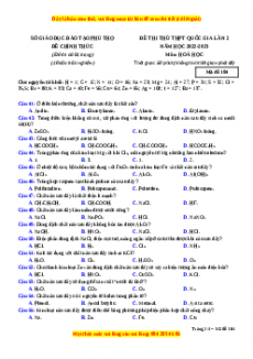 Đề thi thử Hóa học Sở Phú Thọ lần 2 năm 2023