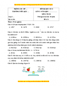 Đề thi cuối kì 2 Toán lớp 3 Kết nối tri thức - Đề 4