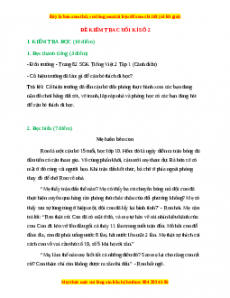 Đề thi cuối kì 1 Tiếng Việt lớp 2 Cánh diều (Đề 2)