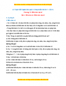 Lý thuyết Toán 7 Cánh diều Chương 6: Biểu thức đại số
