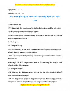Giáo án Bài 2: Động tác chân, động tác vặn mình, động tác bụng Giáo dục thể chất lớp 1 Kết nối tri thức