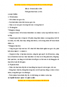 Giáo án Tam giác cân Toán 7 Chân trời sáng tạo