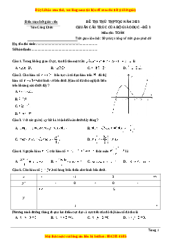 Đề thi thử THPT Quốc Gia môn Toán có đáp án (đề 3 ) - thầy Trần Công Diệu