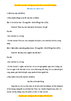 Đề thi cuối kì 1 Tiếng Việt lớp 4 (Đề 2)