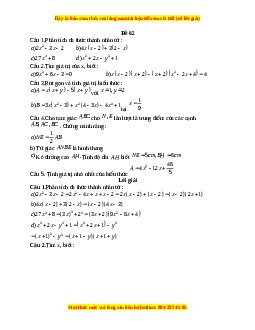 Đề thi giữa kì 1 Toán 8 năm 2023 - Đề 62
