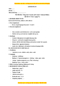 Giáo án Review 3 Tiếng anh 3 family and friends