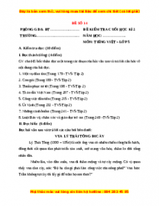 Đề thi cuối kì 2 Tiếng Việt lớp 5 năm 2023 (Đề 34)