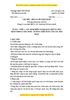 Giáo án HĐTN 7 Chân trời sáng tạo Chủ đề 1: Rèn luyện thói quen