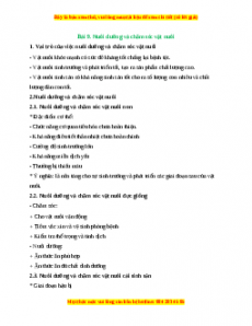 Lý thuyết Công nghệ 7 Cánh diều Bài 9: Nuôi dưỡng và chăm sóc vật nuôi