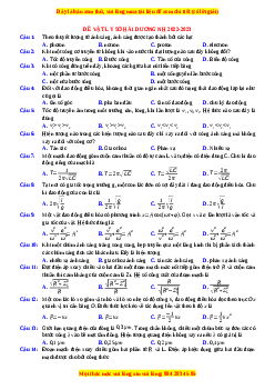 Đề thi thử Vật lí Sở Hải Dương năm 2023