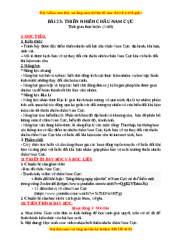 Giáo án Bài 23 Địa lí 7 Chân trời sáng tạo (2024): Thiên nhiên Châu Nam Cực
