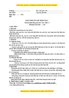 Giáo án Toán 12 học kì I Hình Bài 1: Khái niệm mặt tròn xoay