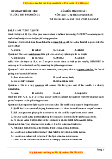 Đề thi học kì 1 Tiếng anh 12 năm 2022 - 2023 (Đề 8)