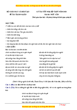 Đề thi thử Ngữ văn Bộ Giáo Dục lần 1 năm 2023
