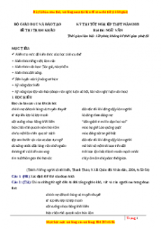 Đề thi thử Ngữ văn Bộ Giáo Dục lần 1 năm 2023