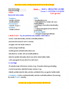 Giáo án Unit 2: Healthy living Tiếng Anh 7 Global success